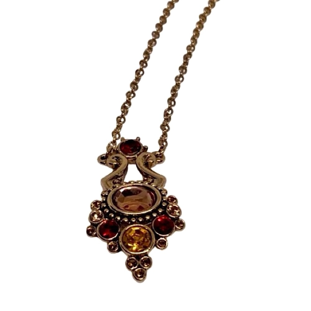 Gorgeous Gold Glass Bead Pendant Necklace